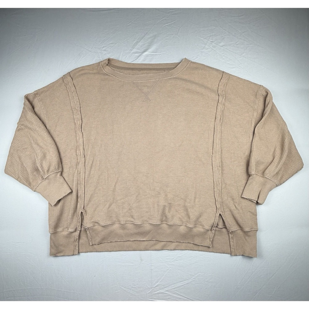 This Feels Seriously Lived-In by American Eagle Beige Oversize Top Women Medium